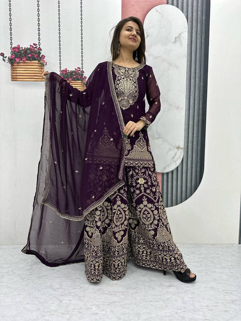 New Designer Party Wear Top Plazzo & Dupatta Set