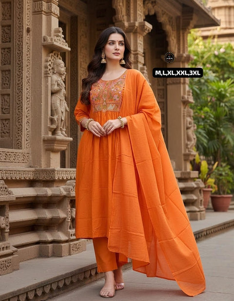 New kurta set with Cotton Pant & Malmal Dupatta with tier pattern