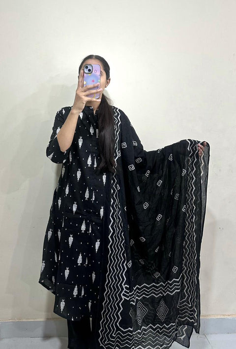 New festival collection Beautiful pure cotton kurti pant dupatta set