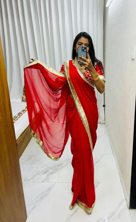 New Premium LaunchOriginal Hand Charkhi Gotta PattiSaree