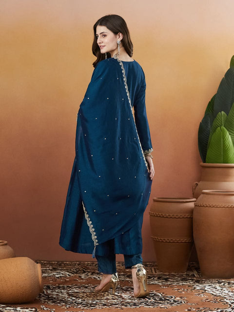 New VICHITRA SILK WITH SEQUENCE CODING EMBROIDERY WORK Dress