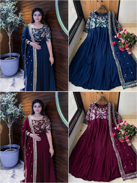 NEW  PRESENTING DESIGNER  SEQUINS EMBROIDERED ANARKALI GOWN