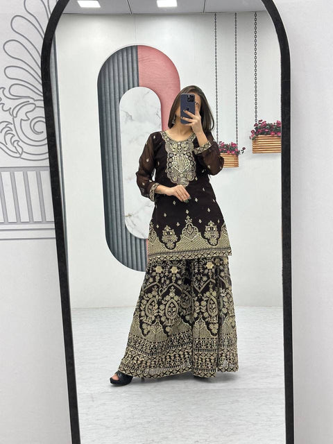 New Designer Party Wear Top Plazzo & Dupatta Set