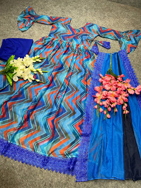 New Attractive Party Wear chiffon with printed Gown