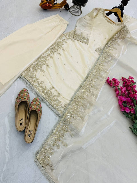 New Designer Party Top Pallazo & Dupatta Set