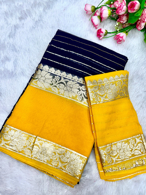 New Premium Georgette Contrast Blouse with Viscose Georgette Saree