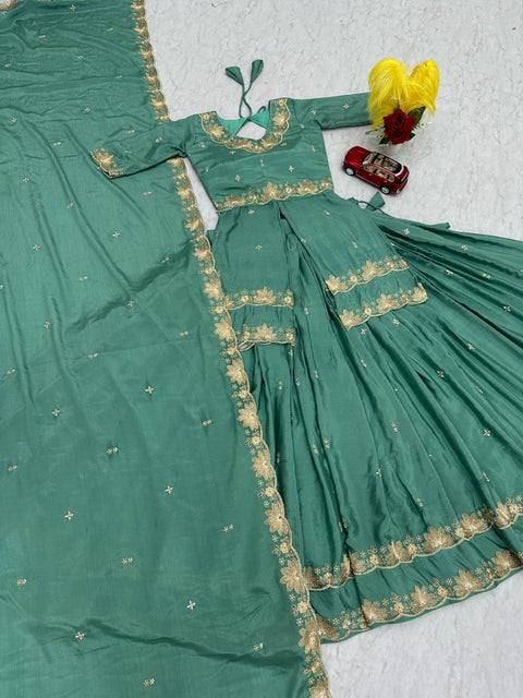 New Launching Wedding wear Chinon silk Lehenga Choli