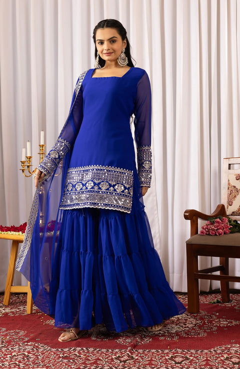 New Premium Georgette Women’s Kurta sharara Dupatta Set