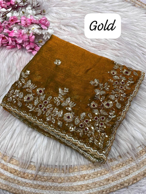 New sequence  coding embroidery work with  Sequence Butti in  Body Parts saree