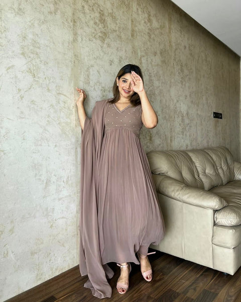 NEW Launching  Designer Party Wear Heavy Faux Georgette Dress