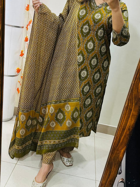 New Pure fine Cotton fabric hand  Work Kurti with Pant with cotton Kurti  Pant