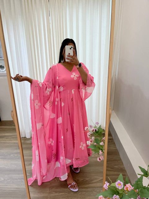 New special party Wedding  Look Fox Gerorrget  Gown With Dupatta