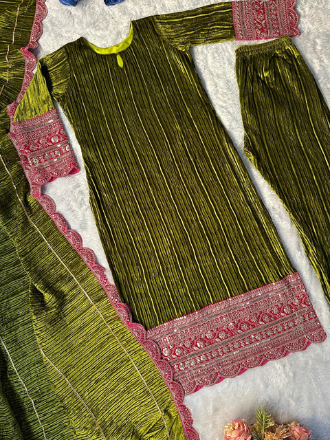 NEW DeSIGNER PARTY WEAR TOP AND  PANT WITH FANCY DUPPATA AND EMBROIDERY WORK