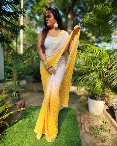 New Premium Beautiful Embroidery Work Saree