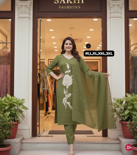 New kurta set with Cotton Pant & Malmal Dupatta with tier pattern
