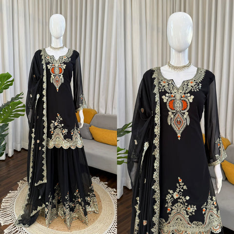 New Crafted in Classy Tones with Premium Fabric & Detailing Elegant Ethnic Wear Designer Sharara Set