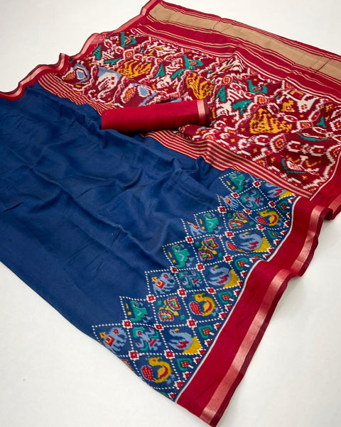 New latest design Soft  silk reach pallu patola  print  & High quality weaving all over saree