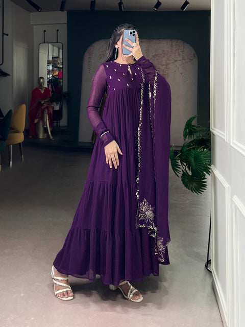 New premium marble fabric, with elegant foil workFlared Anarkali Dress