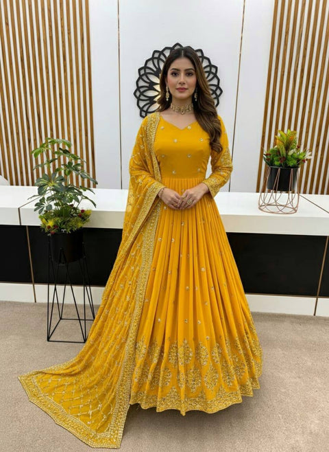 New Beautiful Elegant Embroidered Sequence Designer Anarkali Gown
