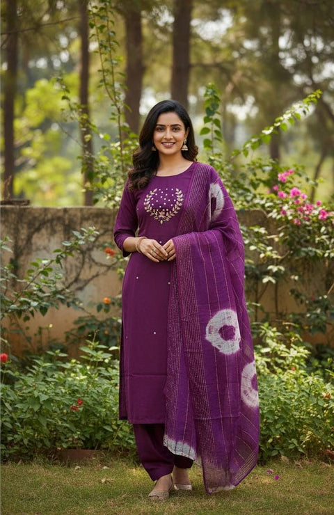 NEW ARRIVAL CHANDERI SILK KURTI WITH PANT WITH DUPPATA