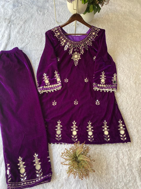 New EMBROIDERY AND REAL MIRROR WORK DESIGNER WEAR CO-ORD SET