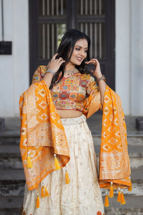 New jecard viscose viscose position print With jecard Touch Up  lehenga