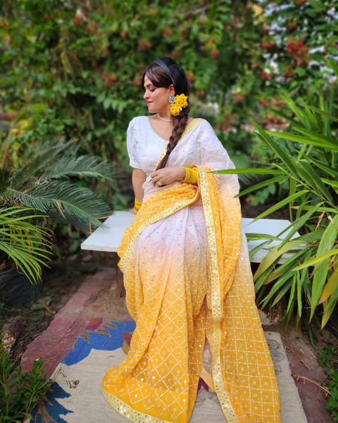 New Premium Beautiful Embroidery Work Saree