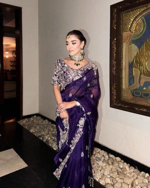 NEW DESIGNER HEAVY EMBRODERY WORK SAREE