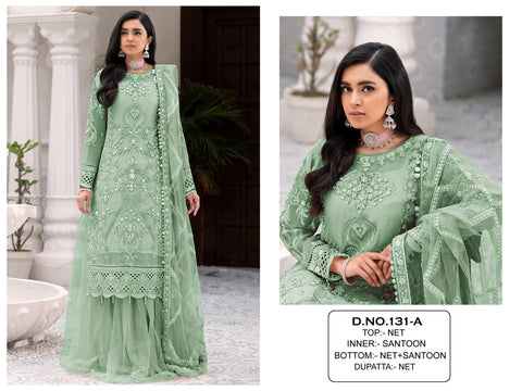 New Pakistani Design Net With Sequence Embroidery Work Dress