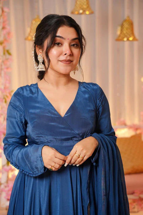 New woman Angrakha style anarkali kurta with dupatta suit