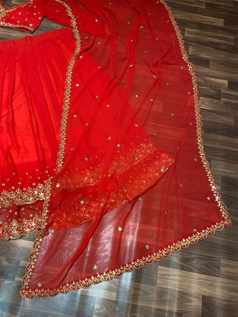 New Premium Premium  Georgette Embellished With Beautiful Embroidery lehenga