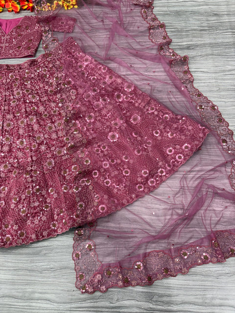 New Premium Chinon Silk Embellished With Heavy Thread Embroidery ,Glitter Dori And Heavy Sequins Work Lehenga
