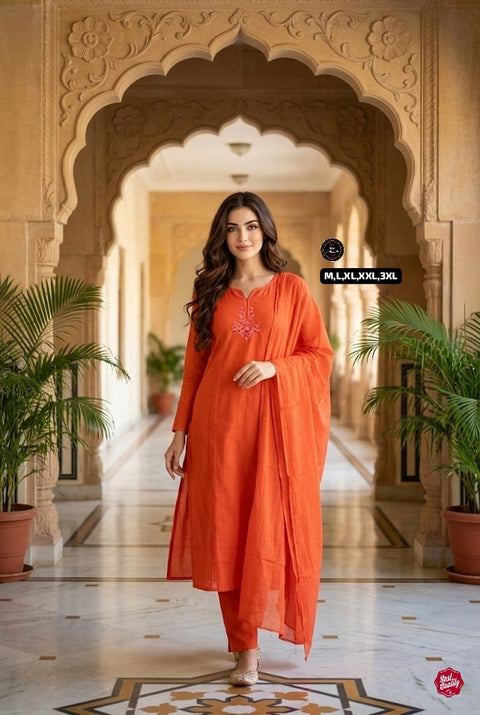 New kurta set with Cotton Pant & Malmal Dupatta with tier pattern