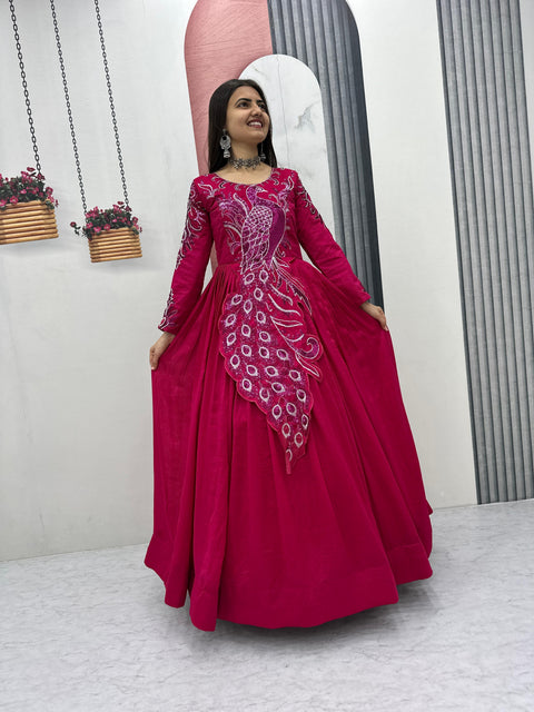 New Heavy Embrodery Sequence Work  Embroidered Gown