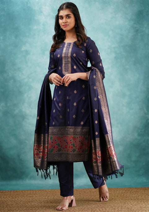 New Premium Women Silk  Kurta Pant Dupatta Set