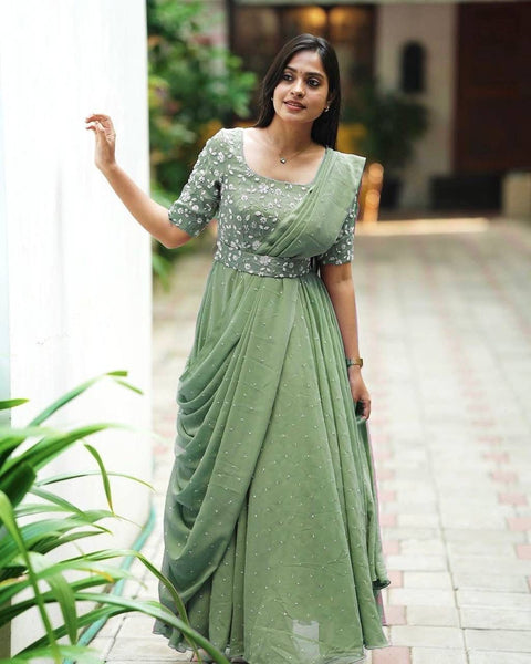 NEWLY LAUNCHED GOWN WITH ATTACHED DUPATTA & BELT