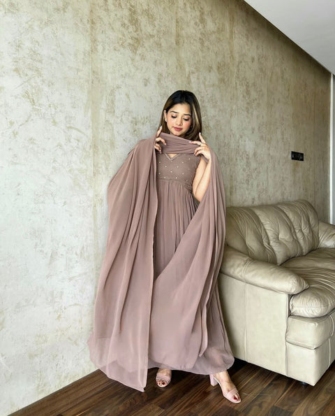 NEW Launching  Designer Party Wear Heavy Faux Georgette Dress