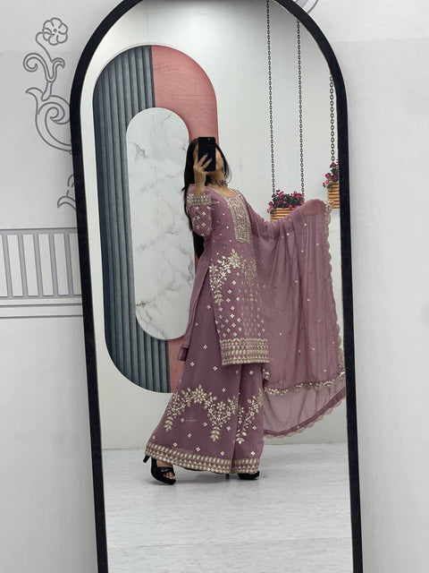 New Designer Party Wear Top Plazzo & Dupatta Set