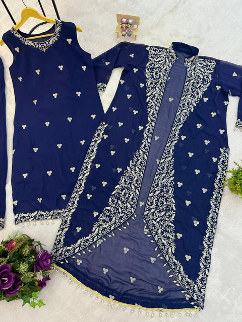NEW LAUNCHING 3 PIECES KURTI, KOTI & PENT WITH EMBROIDERY WORK