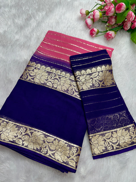 New Premium Georgette Contrast Blouse with Viscose Georgette Saree