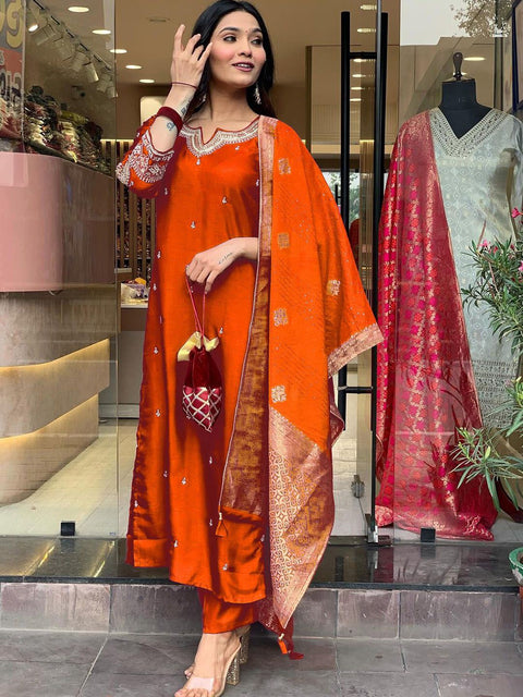 New Premium Embroidered WorkKurta Pent Dupatta Set