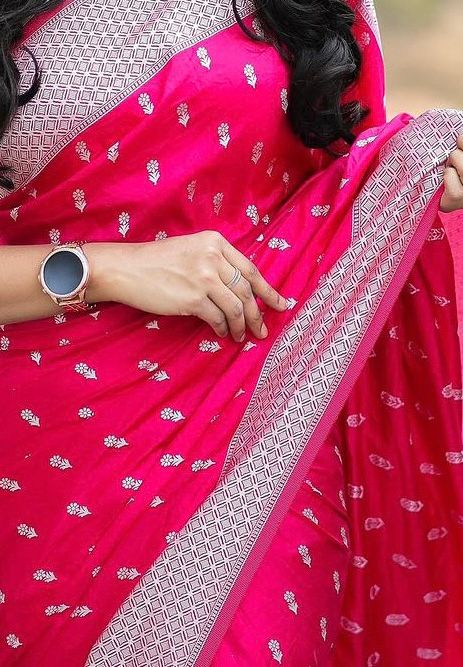 New gorgeous Solid Jacquard weave  perfect look Banarasi Soft Silk Saree