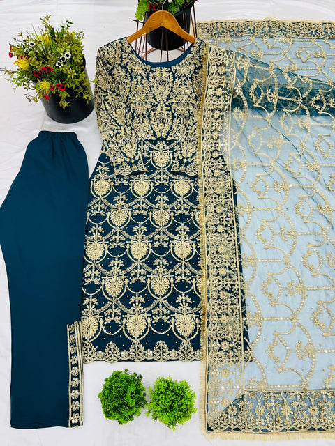 New Designer Party Wear Look Top-Plazzo and Dupatta