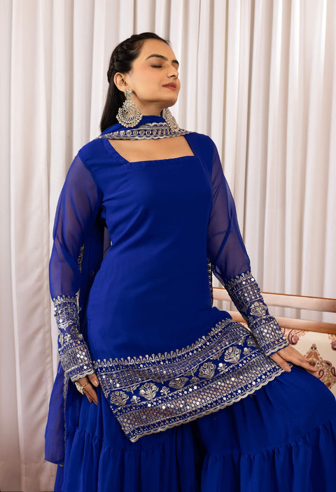 New Premium Georgette Women’s Kurta sharara Dupatta Set
