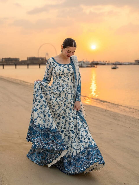New Party Wear Look Heavy Faux Georgette Gown,Dupatta & Bottom Set