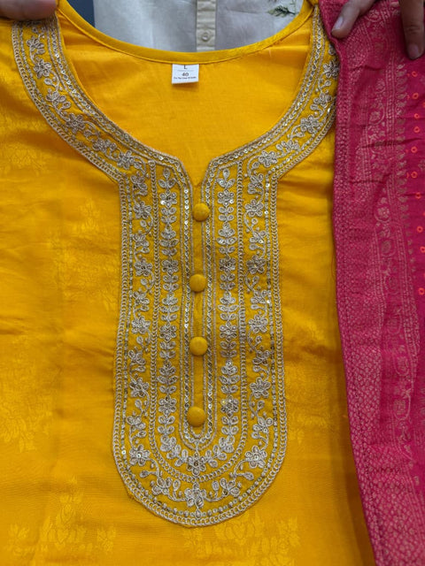 New  Designer Pure Banarasi Jequard Wiving Top With Pent & Dupatta Set