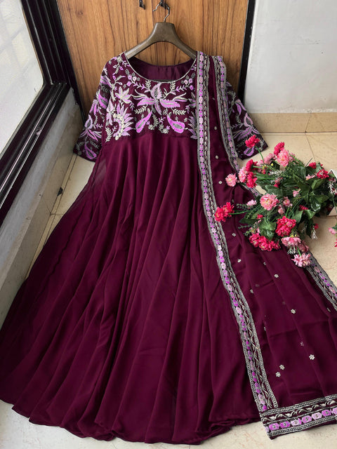 NEW  PRESENTING DESIGNER  SEQUINS EMBROIDERED ANARKALI GOWN