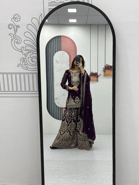 New Designer Party Wear Top Plazzo & Dupatta Set