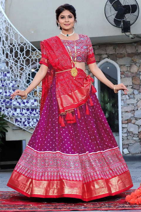 New Tussar silk and the mesmerizing allure of ikkat Patola prints with this exquisite lehenga choli