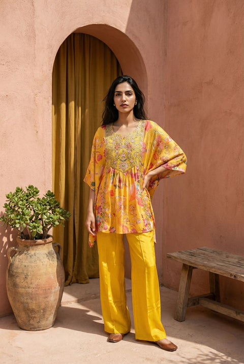 New Premium Designer Heavy Crepe kaftan Palazzo Set